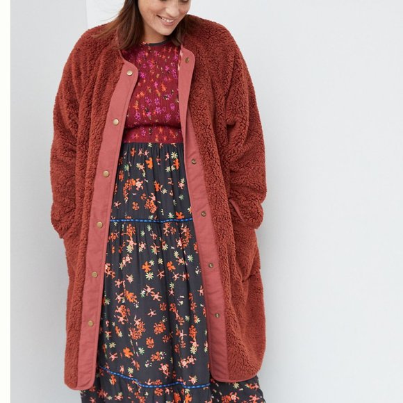 ⭐️Margot Reversible Sherpa Zebra Peasant Hippie Hip Art Deco Jacket Sweater Coat - Picture 8 of 8